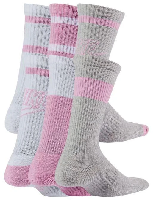 Jaunimo kojinės Nike Everyday Cush Crew baltos, rožinės, pilkos CK7302 905