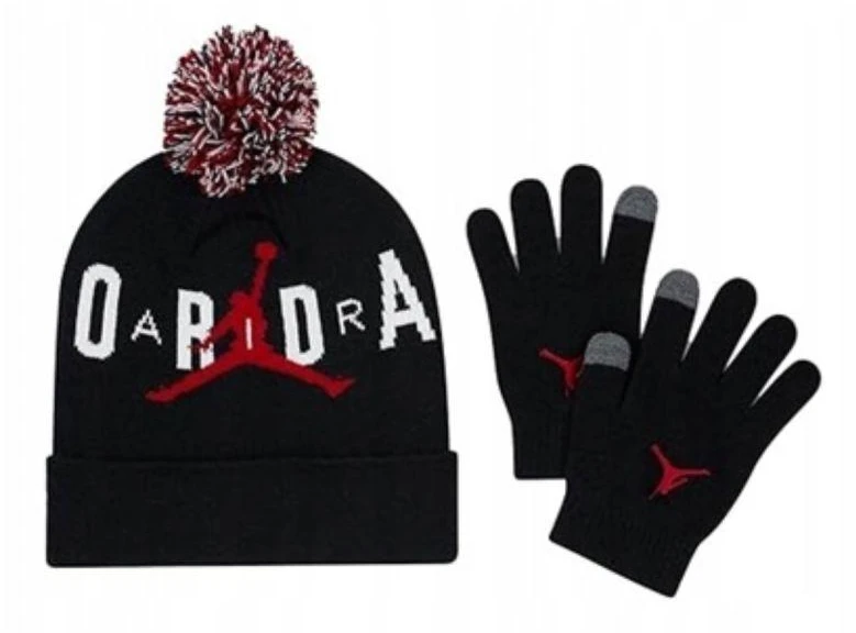 Jaunimo rinkinys Žieminė kepurė + Pirštinės Air Jordan Essential Pom Beanie Set Juoda - 9A0869-023