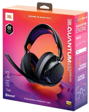 JBL Quantum 650X belaidės žaidimų ausinės, juodos