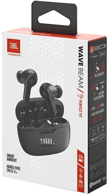 Belaidės Ausinės JBL Wave Beam, Juodos