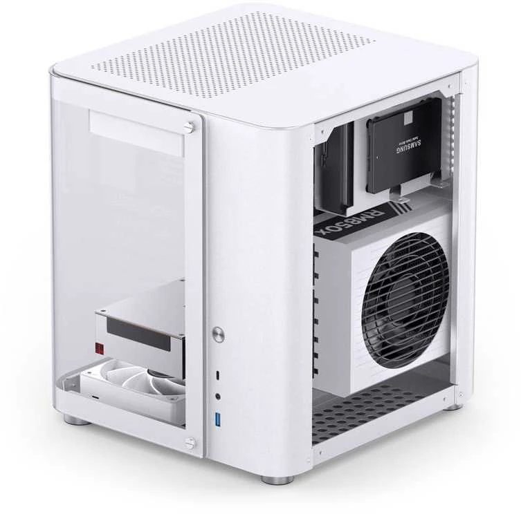 Jonsbo TK-1 2.0 Micro-ATX kompiuterio korpusas, Tempered Glass – baltos spalvos