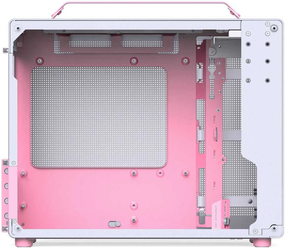 Jonsplus Z20 Micro-ATX kompiuterio korpusas, mit Tragegriff – baltos spalvos/pink
