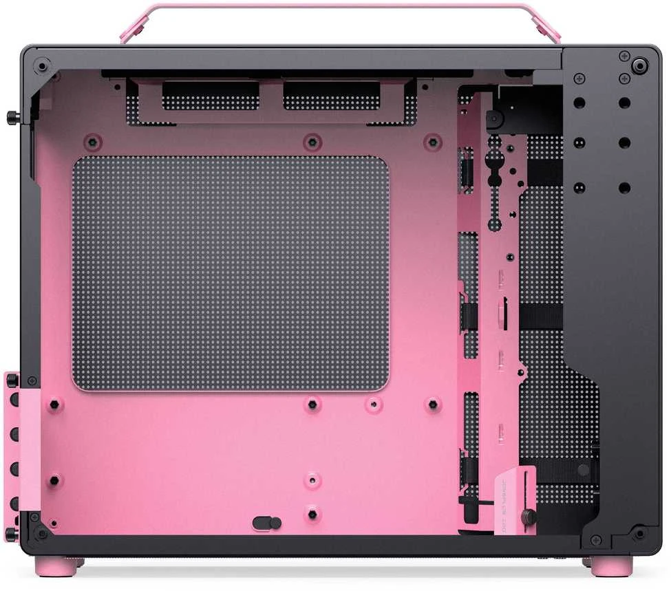 „Jonsplus Z20 Micro-ATX“ korpusas su nešiojimo rankena – juodas/rožinis