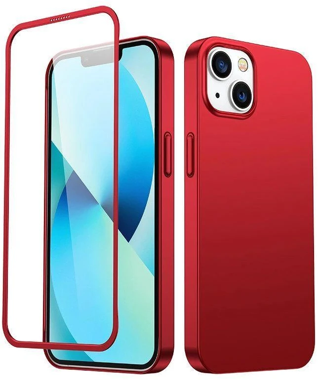 Joyroom 360 Full Case priekinis ir galinis dangtelis, skirtas iPhone 13 + grūdinto stiklo ekrano apsauga raudona (JR-BP927 raudona)