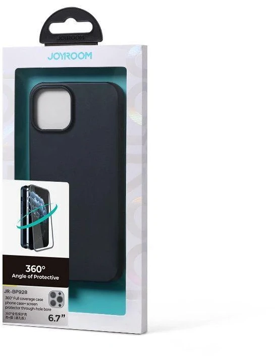 Joyroom 360 priekinis ir galinis dangtelis telefonui Apple iPhone 13 Pro Max + apsauginis ekrano stiklas juodos spalvos (JR-BP928 juodos spalvos)