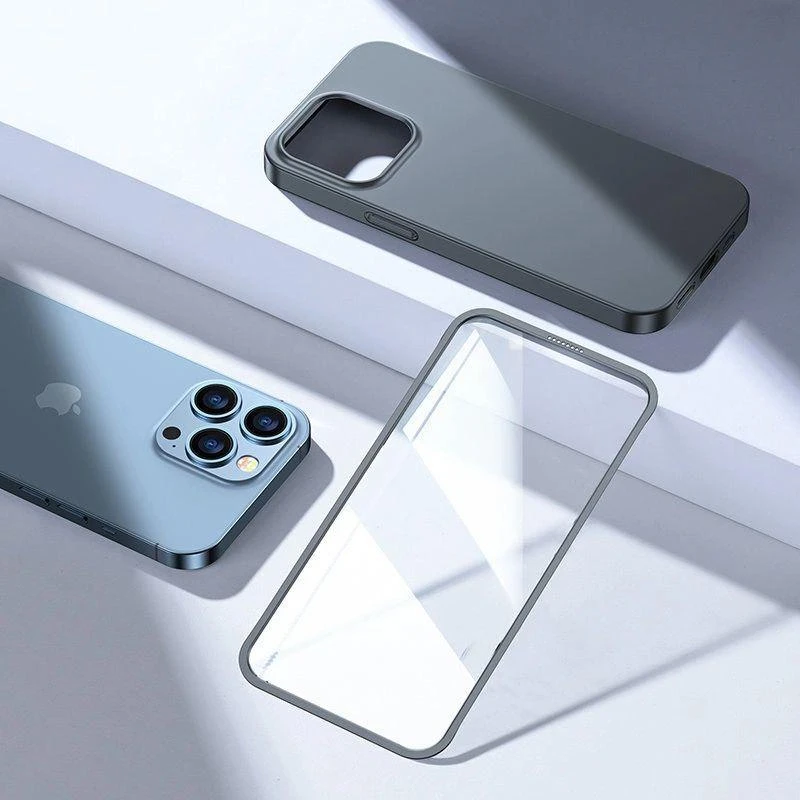 Joyroom 360 priekinis ir galinis dangtelis telefonui Apple iPhone 13 Pro + apsauginis ekrano stiklas pilkas (JR-BP935 tranish)