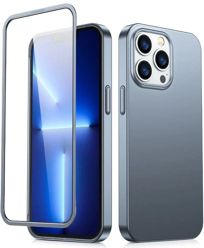 Joyroom 360 priekinis ir galinis dangtelis telefonui Apple iPhone 13 Pro + apsauginis ekrano stiklas pilkas (JR-BP935 tranish)