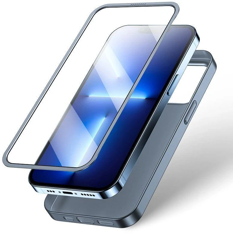 Joyroom 360 priekinis ir galinis dangtelis telefonui Apple iPhone 13 Pro Max + apsauginis ekrano stiklas pilkas (JR-BP928 tranish)