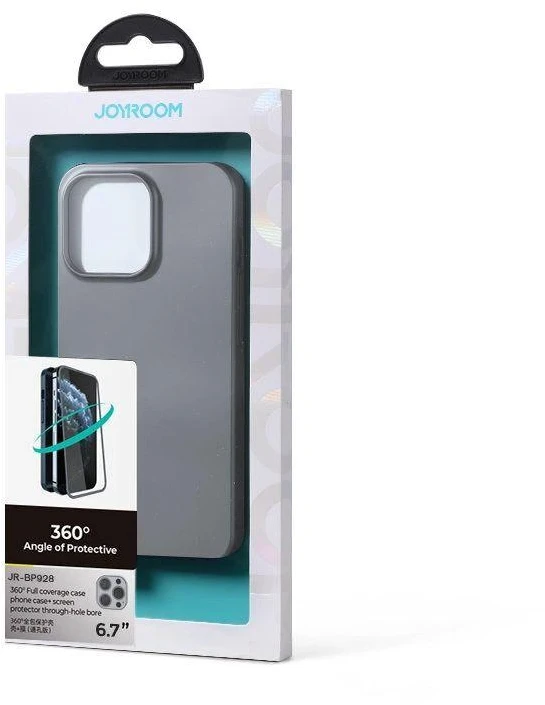 Joyroom 360 priekinis ir galinis dangtelis telefonui Apple iPhone 13 Pro Max + apsauginis ekrano stiklas pilkas (JR-BP928 tranish)