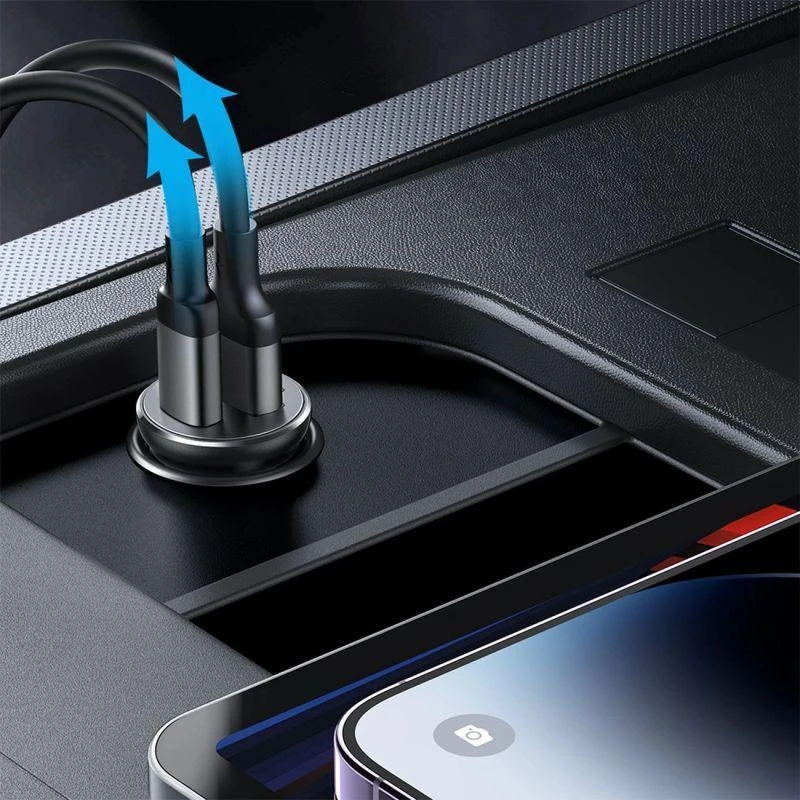 Automobilinis įkroviklis Joyroom JR-CCN05 USB-C/USB-A 30W juodas