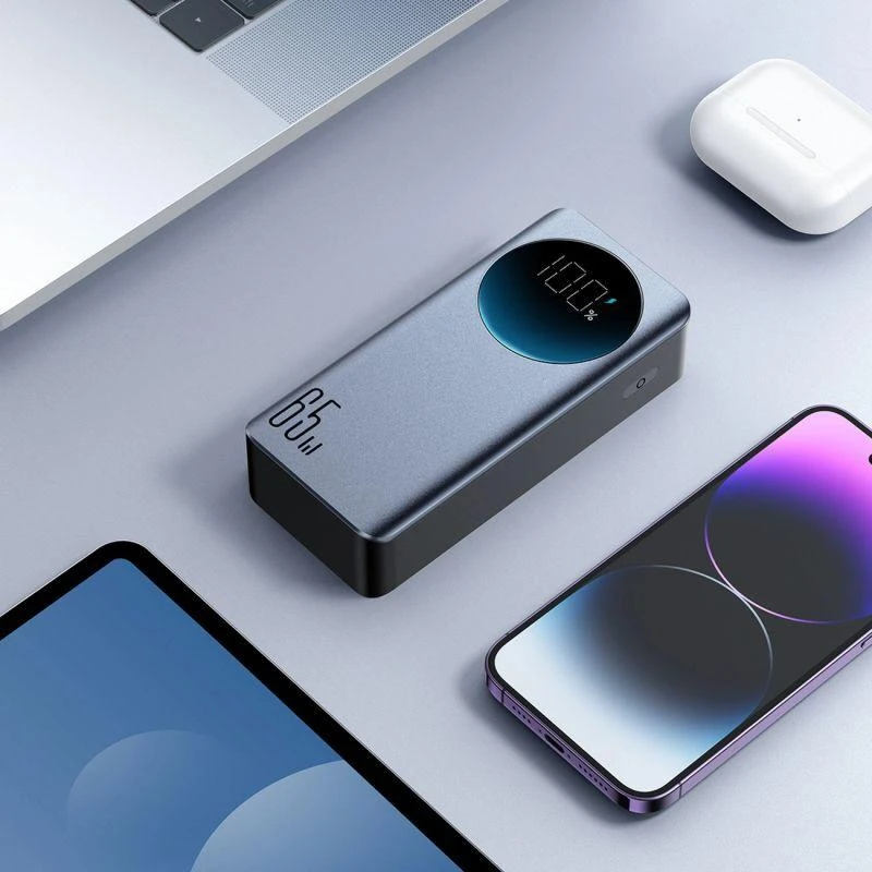 Joyroom JR-PBF05 Pro 30000mAh 65W išorinė baterija (powerbank) su skaitmeniniu ekranu, 2x USB-C, 1x USB-A – Juoda