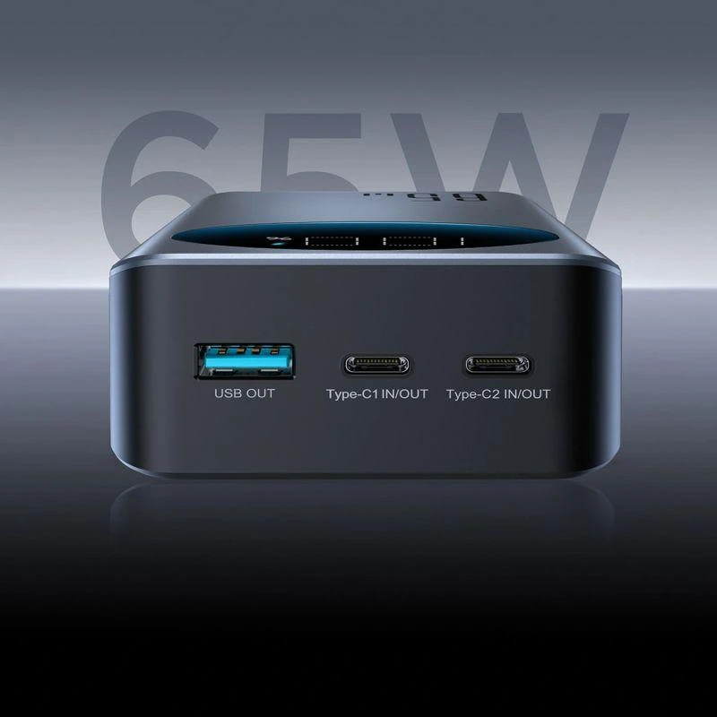 Joyroom JR-PBF05 Pro 30000mAh 65W išorinė baterija (powerbank) su skaitmeniniu ekranu, 2x USB-C, 1x USB-A – Juoda