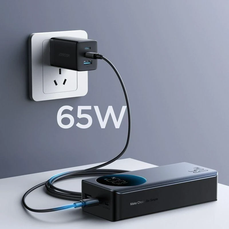 Joyroom JR-PBF05 Pro 30000mAh 65W išorinė baterija (powerbank) su skaitmeniniu ekranu, 2x USB-C, 1x USB-A – Juoda