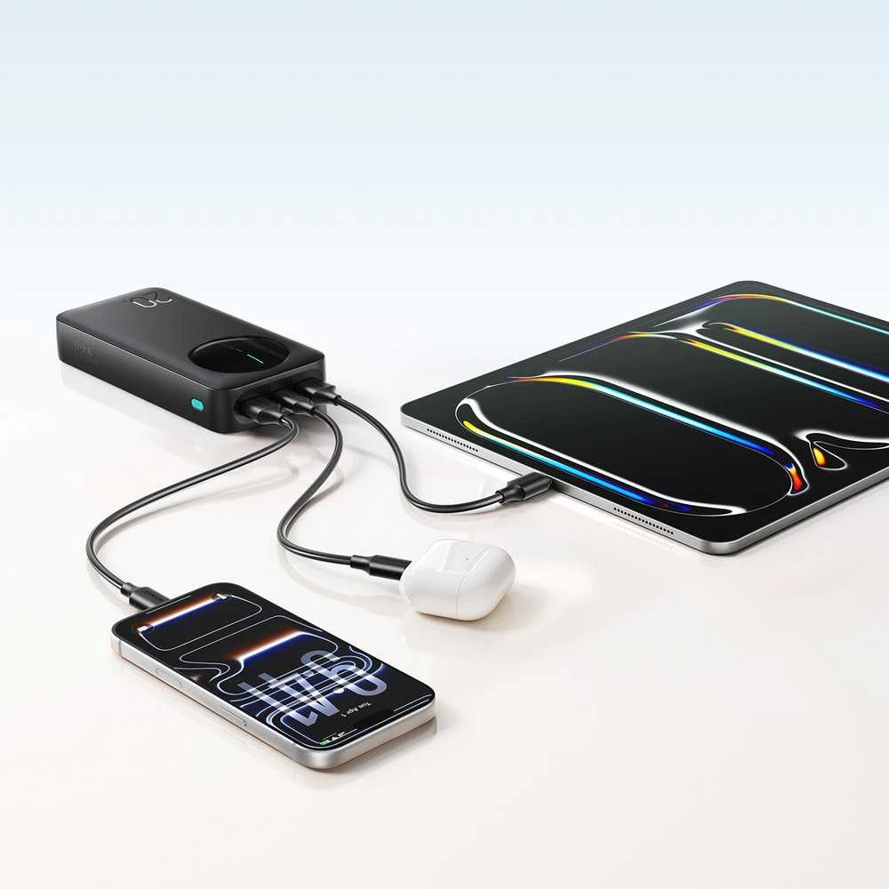 Joyroom JR-PBF14 Pro išorinė baterija 22,5 W 20000 mAh su skaitmeniniu ekranu 2x USB-A 1x USB-C - juoda
