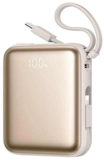 Joyroom JR-PBF27 22.5W 10000mAh Powerbank su dviem integruotais kabeliais – aukso spalvos