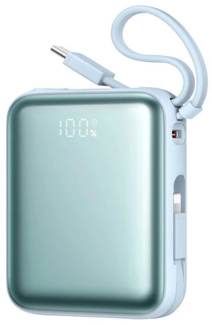 Joyroom JR-PBF27 22.5W 10000mAh išorinė baterija su dviem integruotais kabeliais – mėlynos spalvos