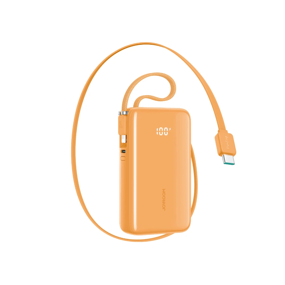 Joyroom JR-PR2 35W 10000mAh išorinė baterija su integruotu USB-C ir „Lightning“ laidu - Oranžinis