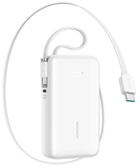 Joyroom JR-PR2 35W 10000mAh išorinė baterija su dviem integruotais USB-C laidais - Baltas