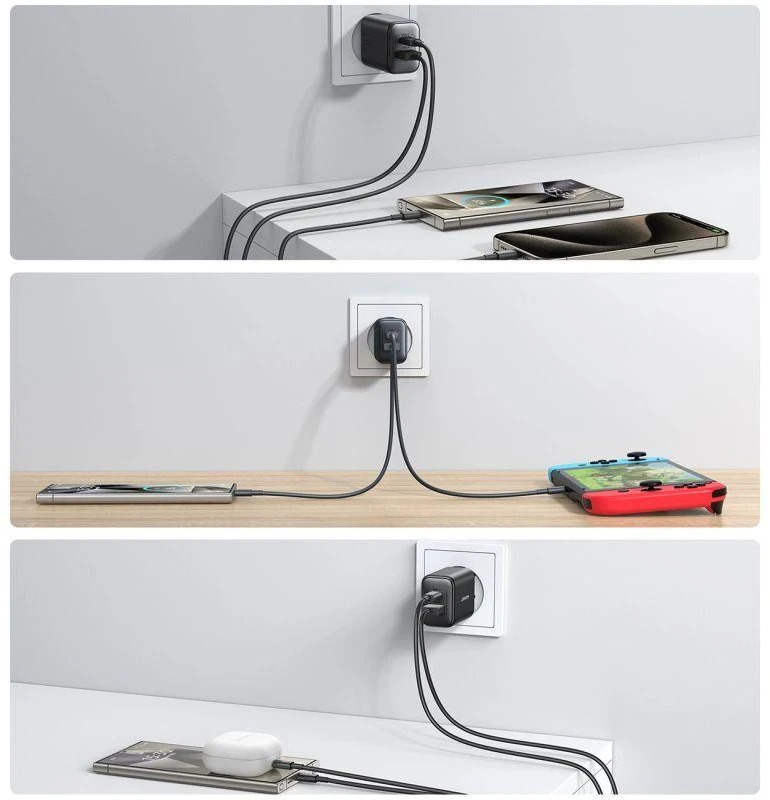 Dėklas Joyroom JR-TCF13 USB-C / USB-A 25W SFC / PPS / PD įkroviklis - juodas