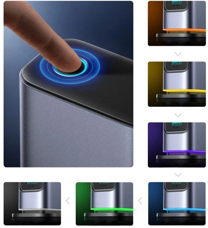 Joyroom JR-TCM02 Daugiaportis GaN įkroviklis 65W ES, 4x USB-C, 2x USB-A - Tamsiai pilkas