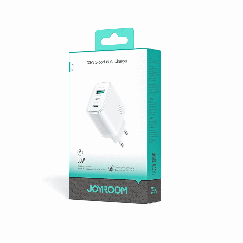 Joyroom JR-TG6 GaN 30W sieninis įkroviklis - Baltas