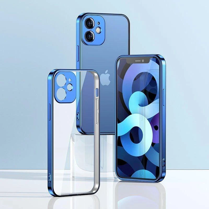 Joyroom New Beauty Series ultra plonas with electroplated frame iPhone 12 Pro Max dark-dėklas telefonui mėlynos spalvos (JR-BP744)