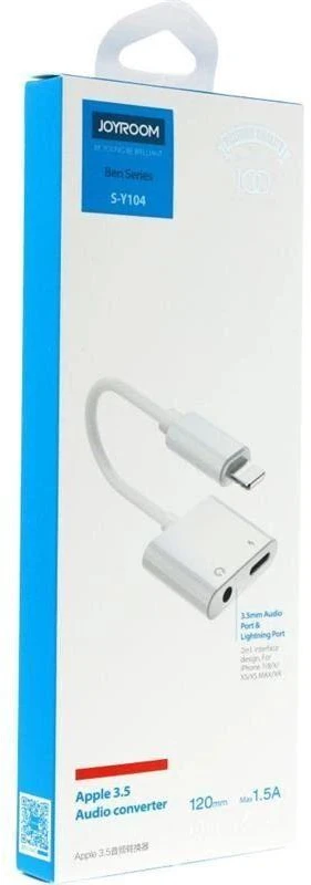 Garso adapteris 3.5 mm Joyroom S-Y104 (baltas)