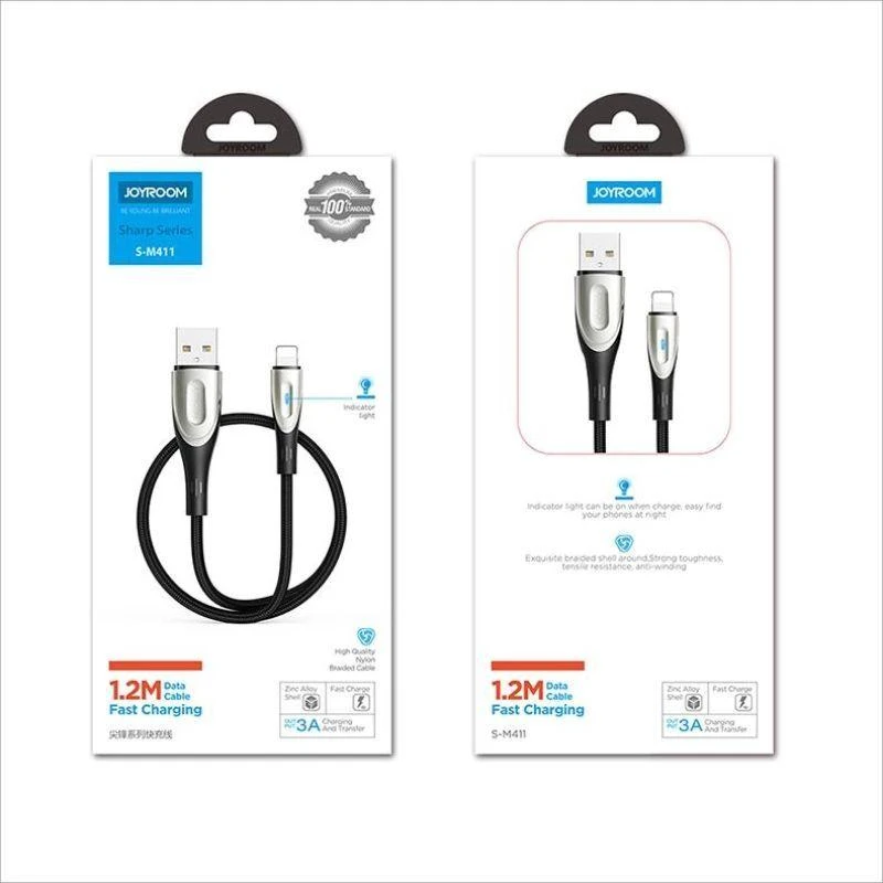 Laidas prie USB / Lightning / 3A 1.2 m Joyroom S-M411 (juodas)