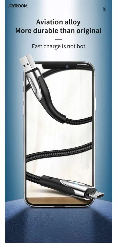 Micro USB 3A greito įkrovimo laidas 1.2 m Joyroom S-M411 (juodas)