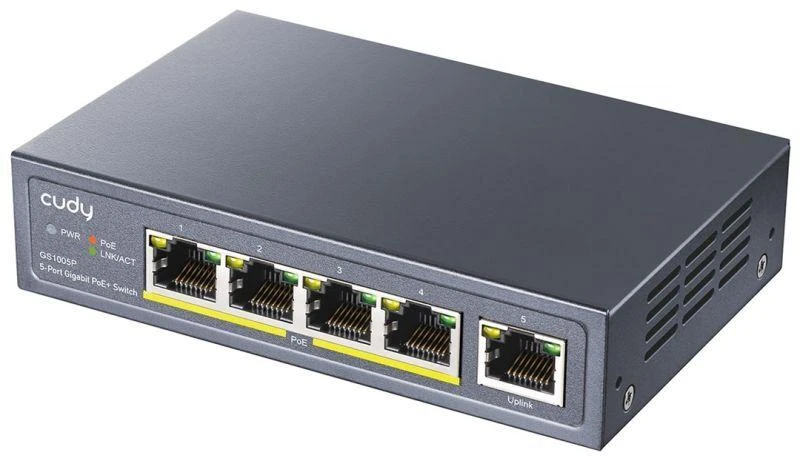 Komutatorius - Cudy GS1005P Gigabit PoE 5 Prievadai Pilkas
