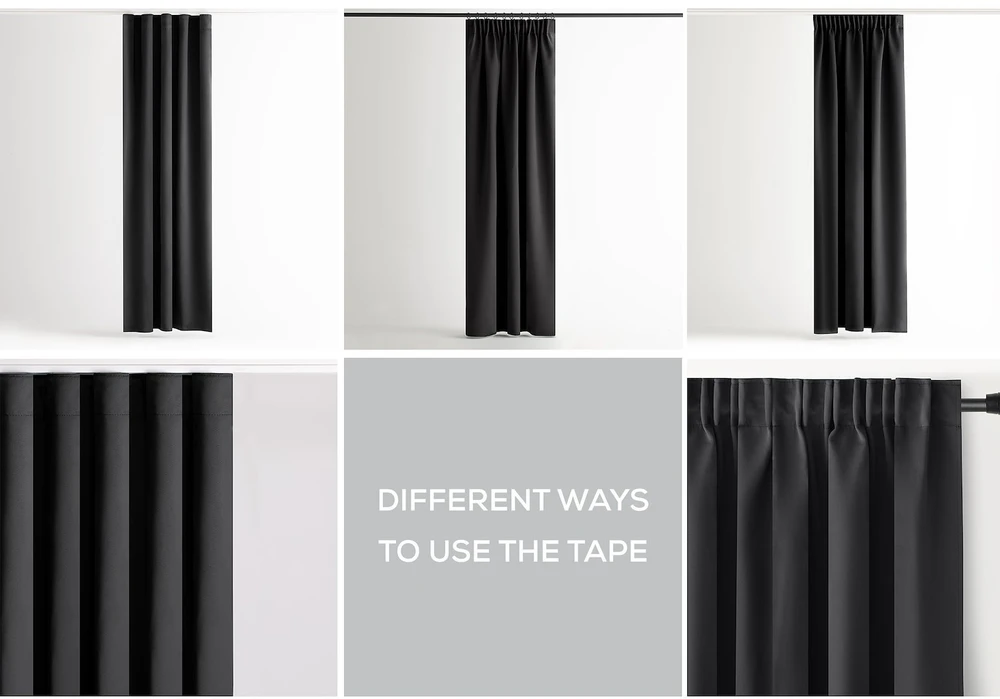 Naktinė užuolaida AmeliaHome BLACKOUT 140X245 cm, 1 vnt., juosta/kabliukai, spalva: juoda