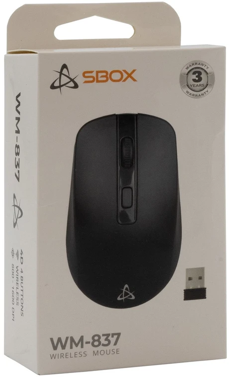 Juoda belaidė 4D optinė pelė Sbox WM-837