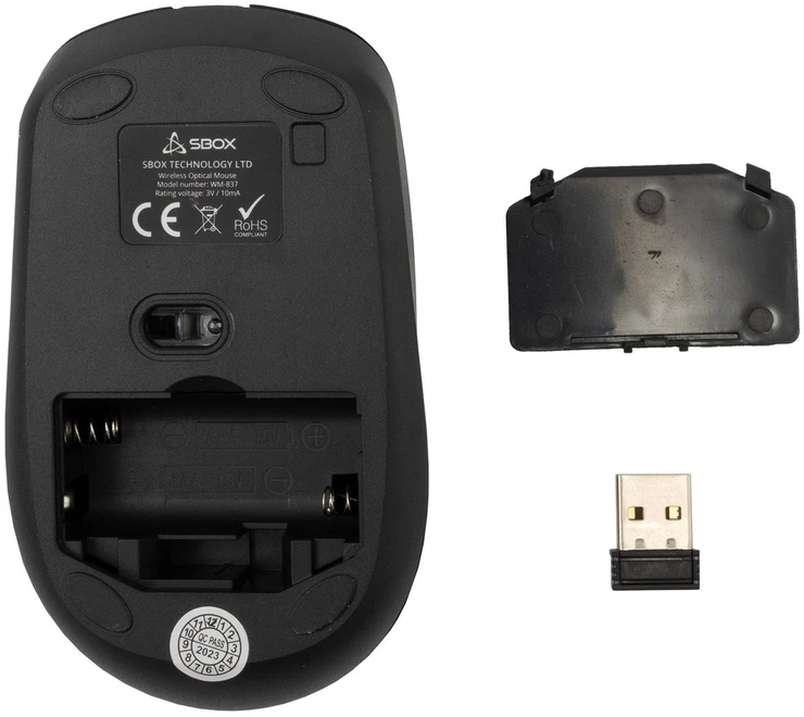 Juoda belaidė 4D optinė pelė Sbox WM-837