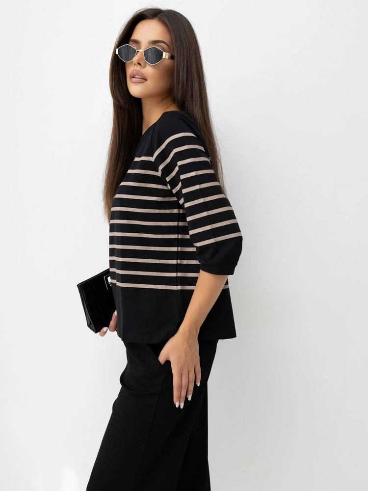 Juoda dryžuota palaidinė oversize
