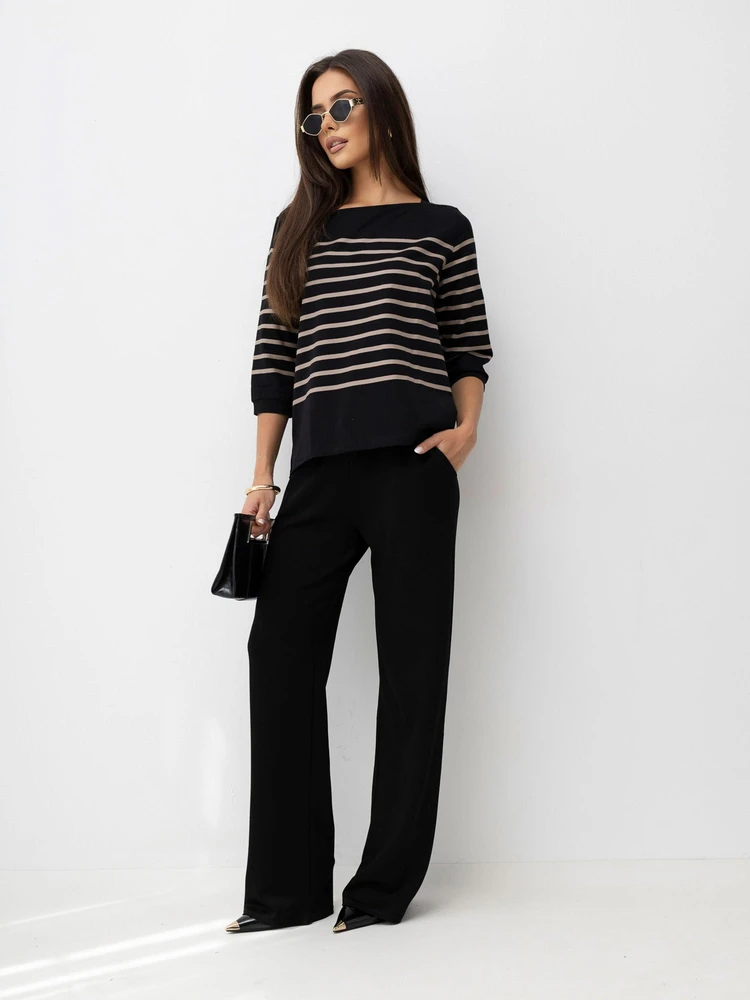 Juoda dryžuota palaidinė oversize