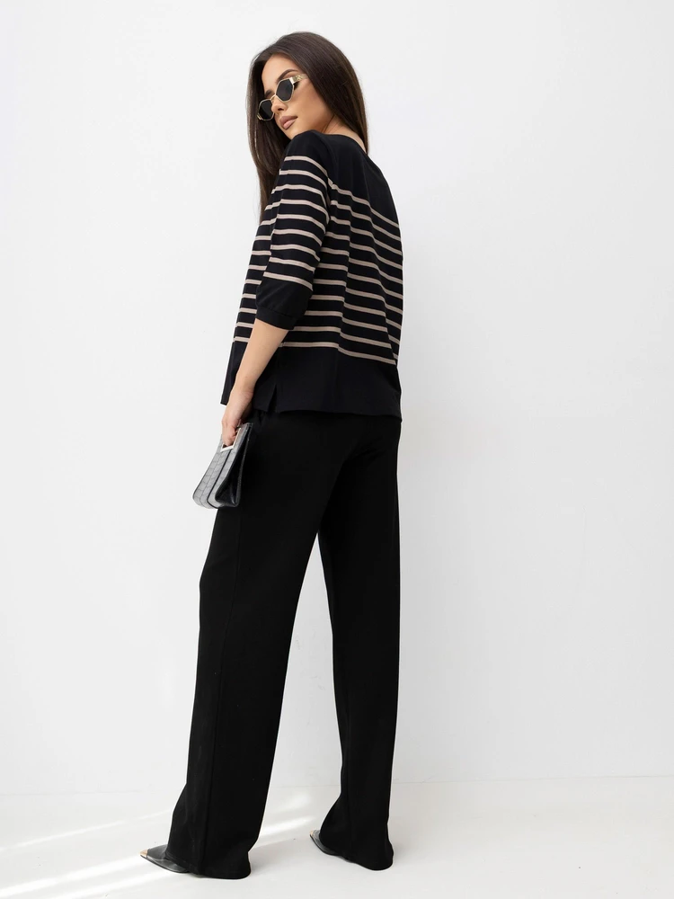 Juoda dryžuota palaidinė oversize
