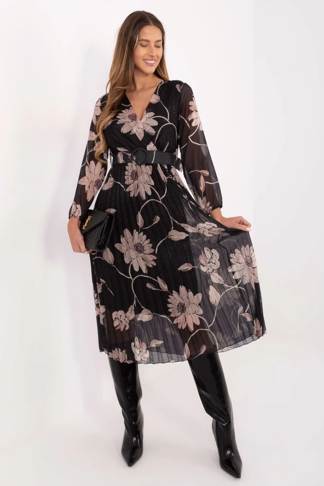 Juoda gėlėta suknelė Italy Moda