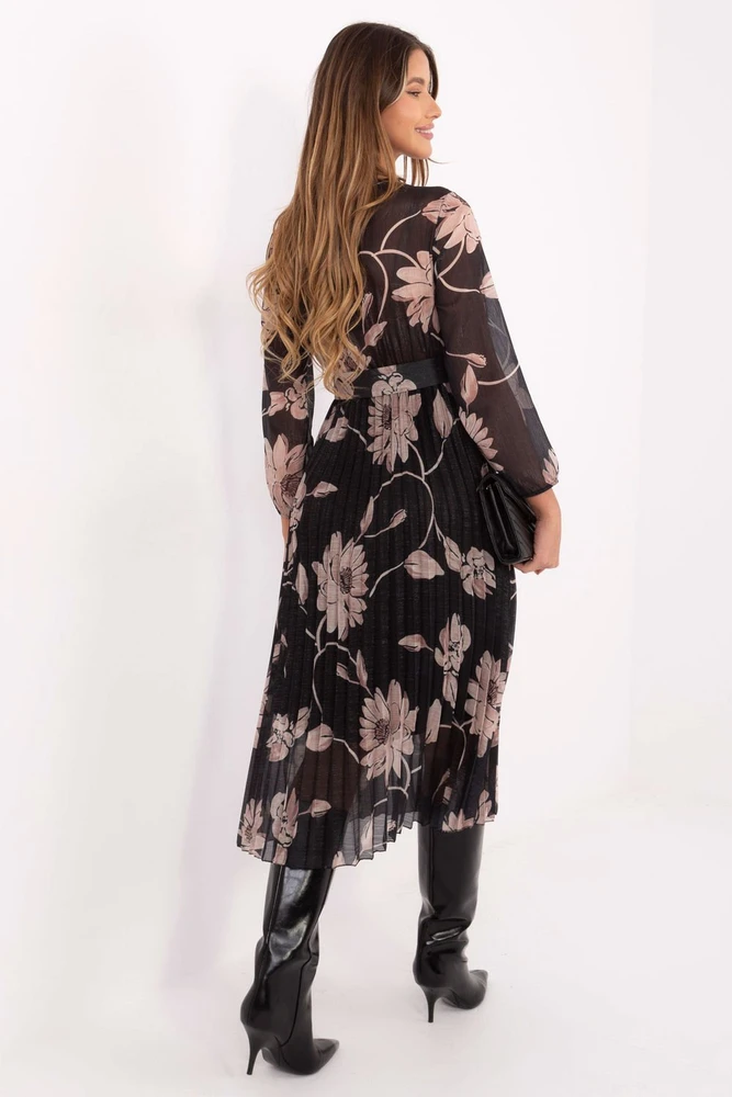 Juoda gėlėta suknelė Italy Moda