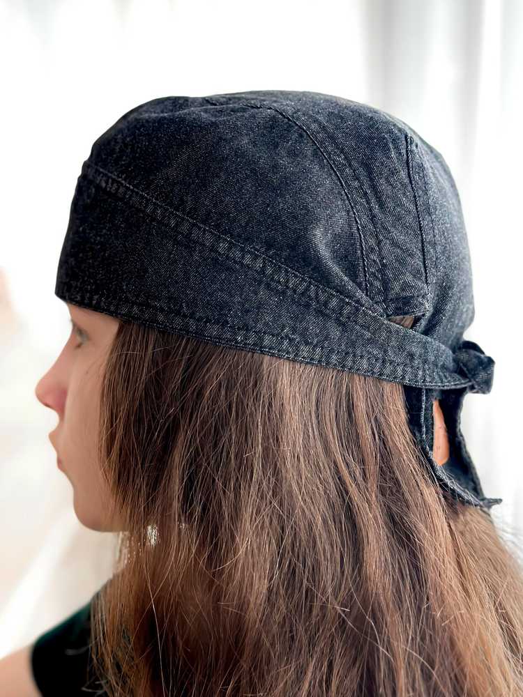 Kepurė Juoda kepuraitė - skarelė, džinsinė bandana universali.