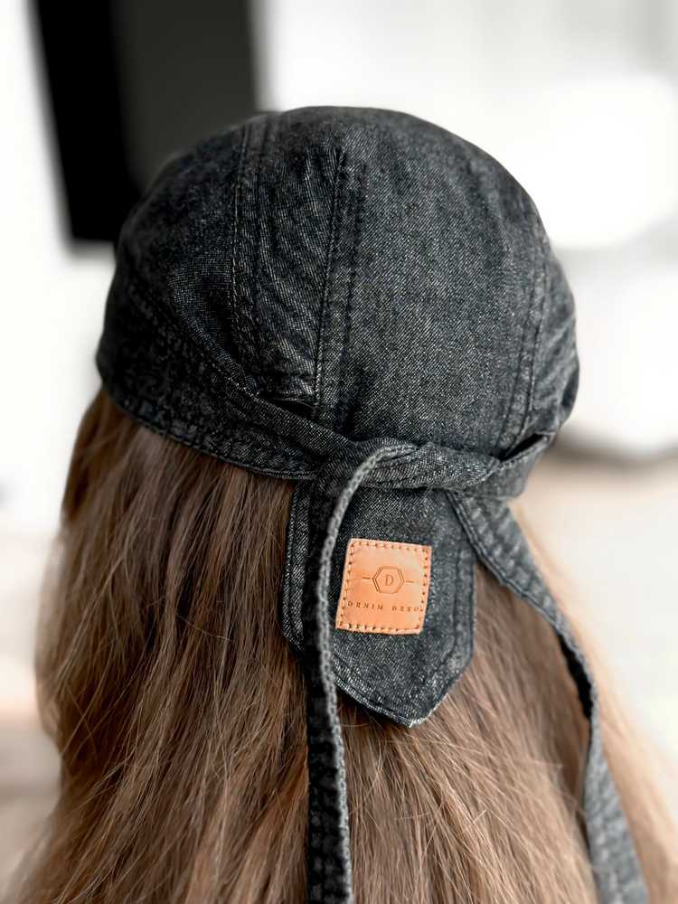 Kepurė Juoda kepuraitė - skarelė, džinsinė bandana universali.