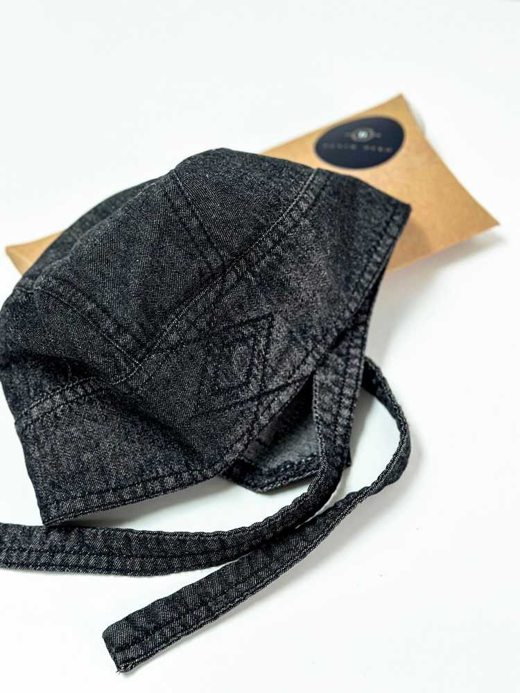 Kepurė Juoda kepuraitė - skarelė, džinsinė bandana universali.