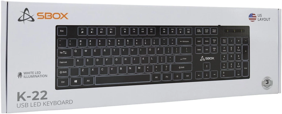 Juoda membraninė klaviatūra SBOX K-22 US