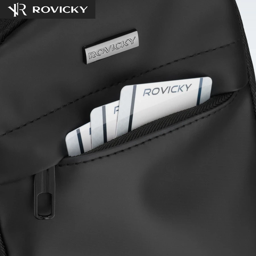 Talpi vyriška per petį nešiojama rankinė „Rovicky“ su USB jungtimi, juoda, iš ekologiškos odos ST84