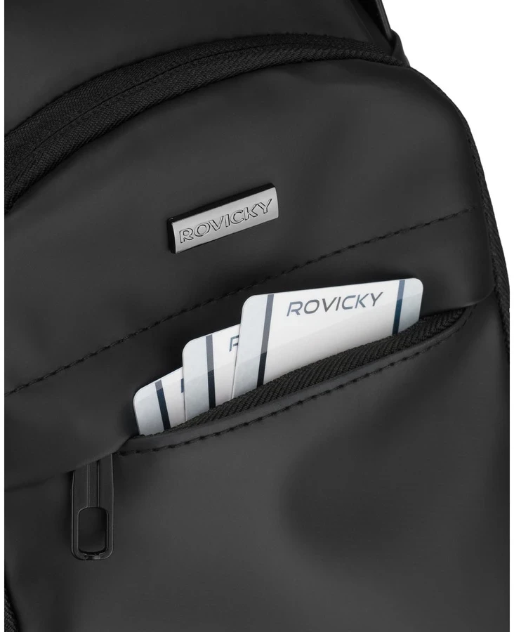 Talpi vyriška per petį nešiojama rankinė „Rovicky“ su USB jungtimi, juoda, iš ekologiškos odos ST84