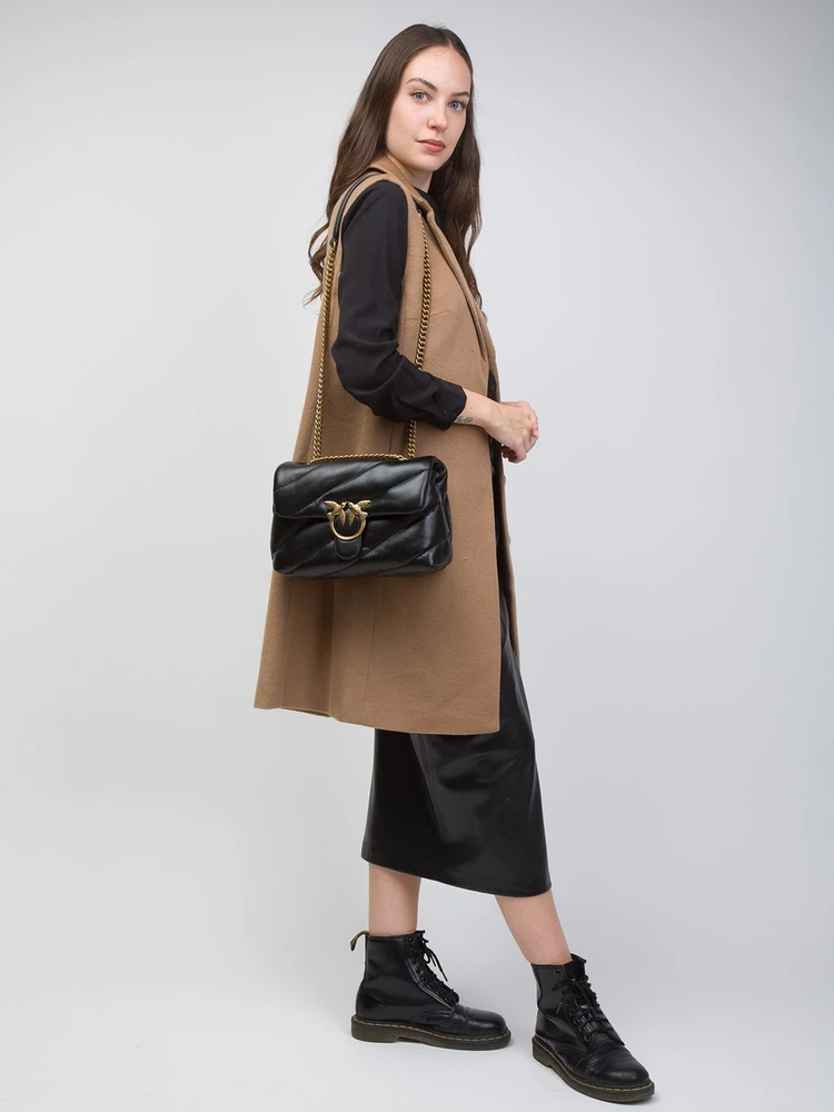 Juoda skórzana torebka listonoszka Pinko 100038 A0F2 Z99Q