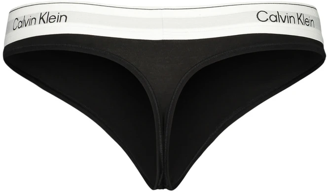 Juoda stringi moterims Calvin Klein su logowaną gumą