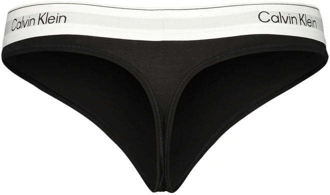 Juoda stringi moterims Calvin Klein su logowaną gumą