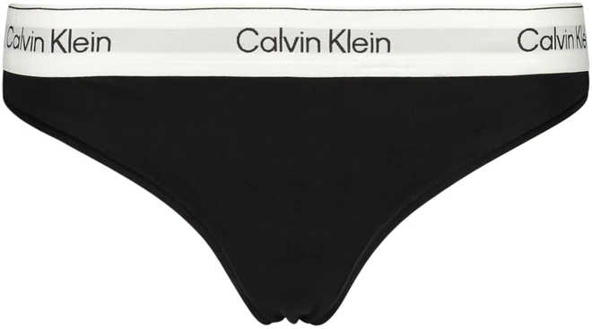 Juoda stringi moterims Calvin Klein su logowaną gumą
