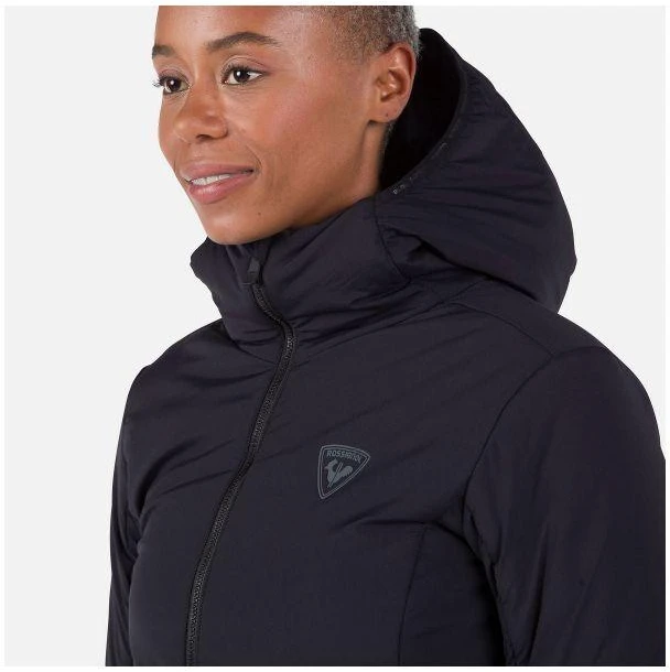 Juoda sutirštinto pašiltinimo striukė su gobtuvu W Opside Hoodie Rossignol