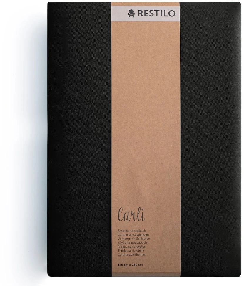 Juoda užuolaida su kilpomis Restilo Carli 200 × 250 cm